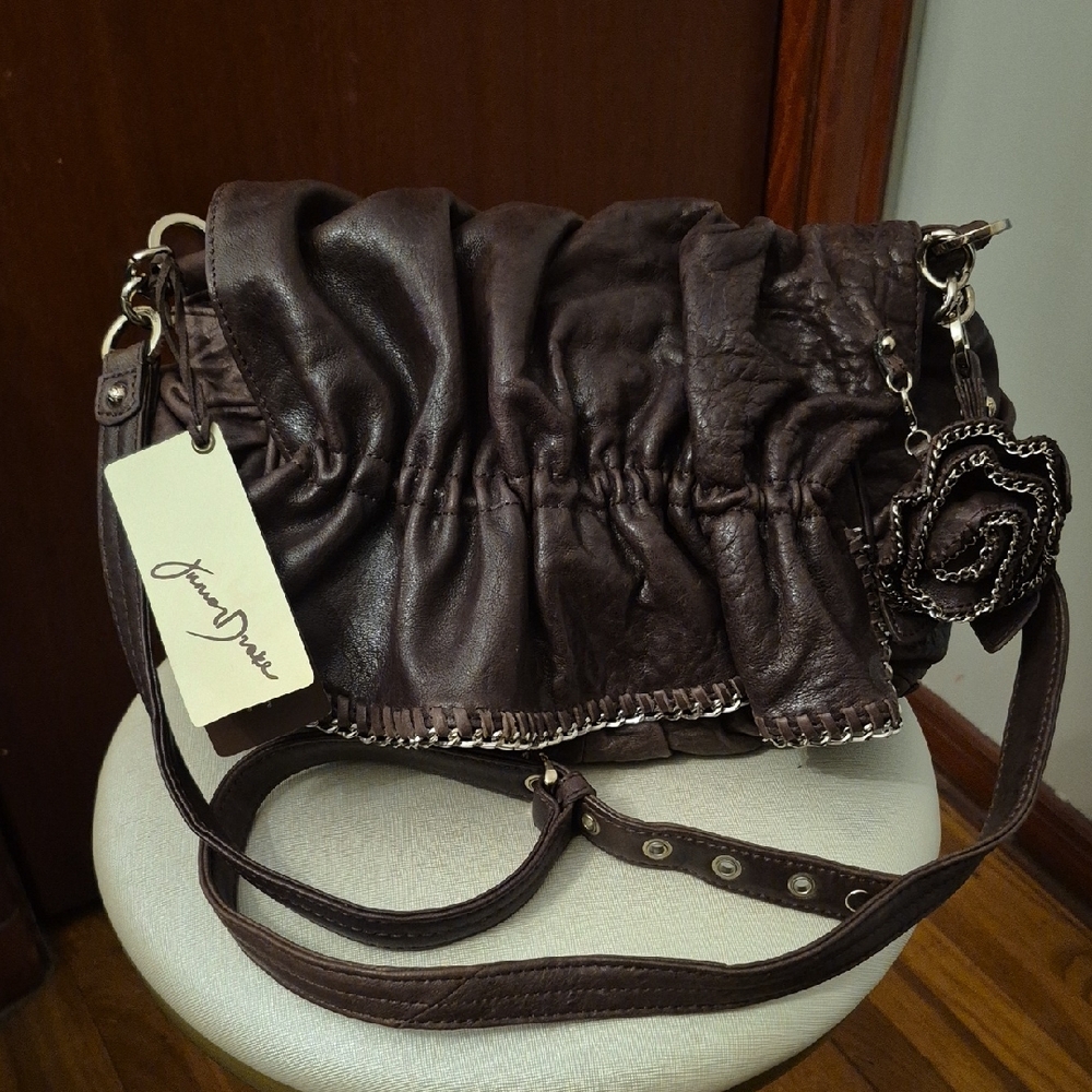Junior Drake Dark Brown Leather Shoulder Bag